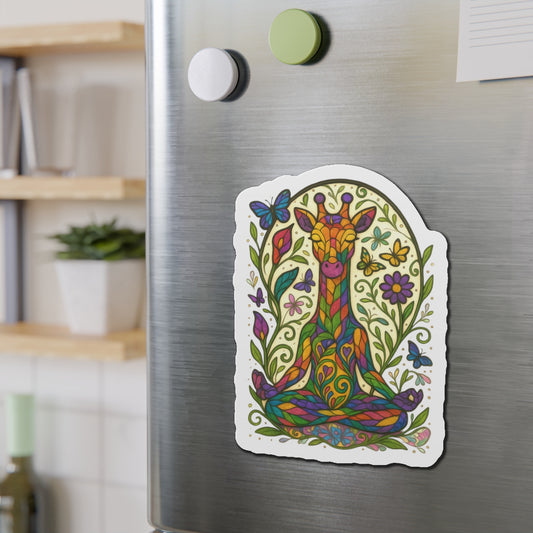 Meditating Giraffe Die-Cut Magnet